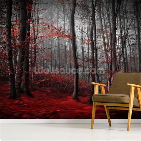 Red Carpet Forest Wall Mural Wallsauce Ca