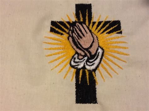 Cross With Praying Hands Machine Embroidery Design Etsy