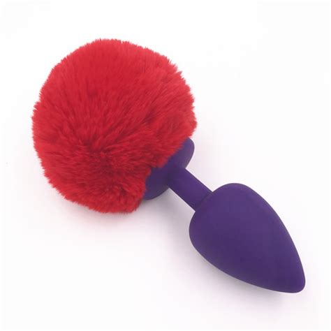 3 Colors Anal Plug Red Rabbit Tail Soft Silicone Butt Stopper Anus