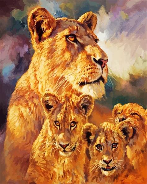 Lioness And Cubs Paint By Number Paint By Numbers For Sale