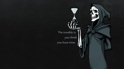 Grim Reaper Holding Hourglass Drawing