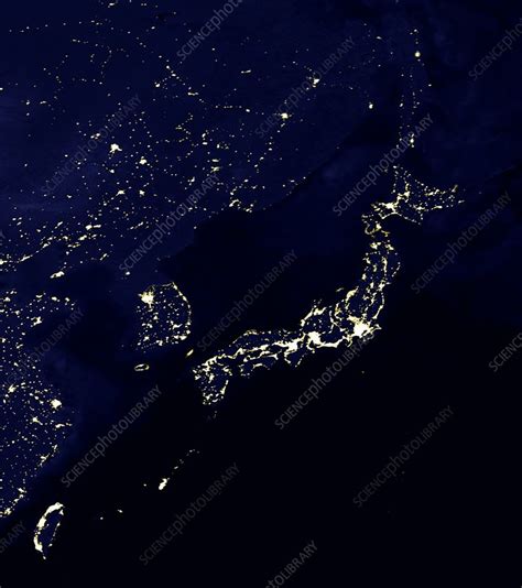 Japan At Night Satellite Image Stock Image C0044052 Science