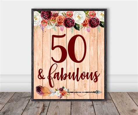 50 And Fabulous 50th Birthday Banner Happy 50th Birthday Sign Etsy