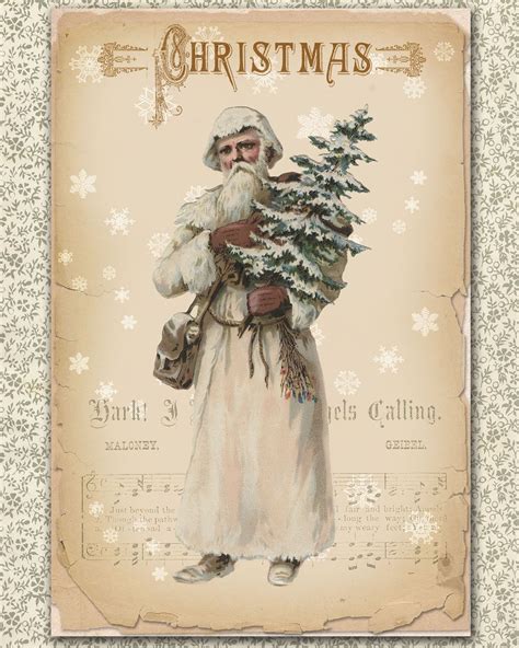 Christmas Santa Card Christmas Printable Old World Santa Etsy