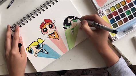 Powerpuff Girls Cartoon Characters Step By Step Watercolor Painting