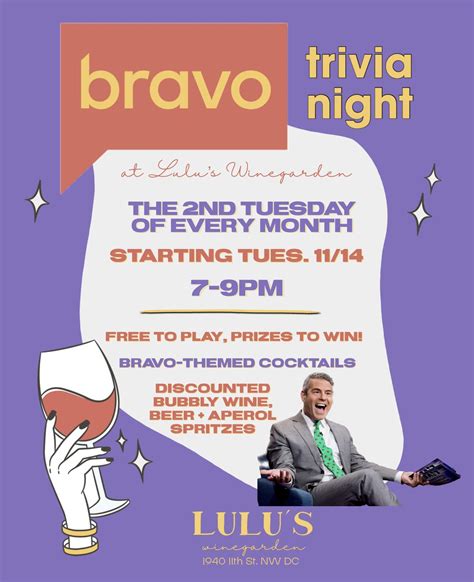 Bravo Trivia Night At Lulus Winegarden Lulus Wine Garden Washington