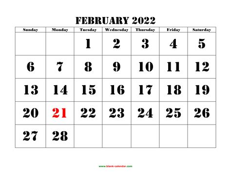 February 2022 Calendar Free Printable Calendar Com February 2022
