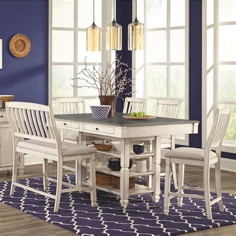 Shop our best selection of outdoor bistro table sets to reflect your style and inspire your outdoor space. Lifestyle 1735P 1735P-6 Cottage Style 6-Piece Pub Table Set with Bench | Sam Levitz Outlet ...