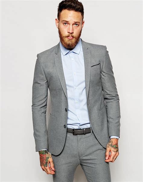Asos Super Skinny Suit Jacket In Grey Grey Fashion Shop Skinny