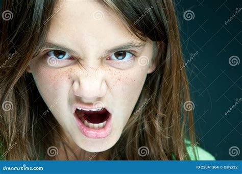 Angry Girl Shouting At Frightened Dissatisfied Boy Negative Human