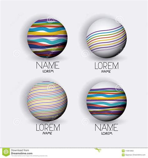 Abstract Logo Modern Globes Icon Set With Colorful Decorative Lines