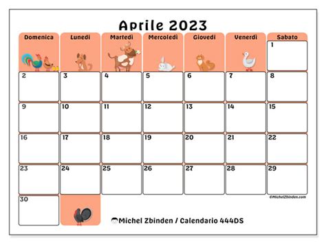 Calendario Aprile 2023 Da Stampare 47DS Michel Zbinden IT 42465 Hot