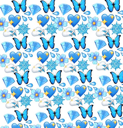Blue Emoji Emojis Iphoneemoji Heart Hearts Butterfly