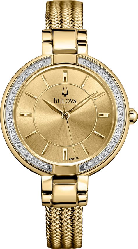 Bulova 98r195 Diamond Accent Gold Tone Watch 32mm