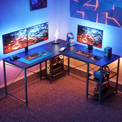 Wood 60 Computer Desk L Shaped Gaming Pc Home Office Corner Table