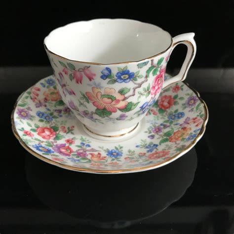 Crown Staffordshire Tea Cup And Saucer England Fine Bone China Pink