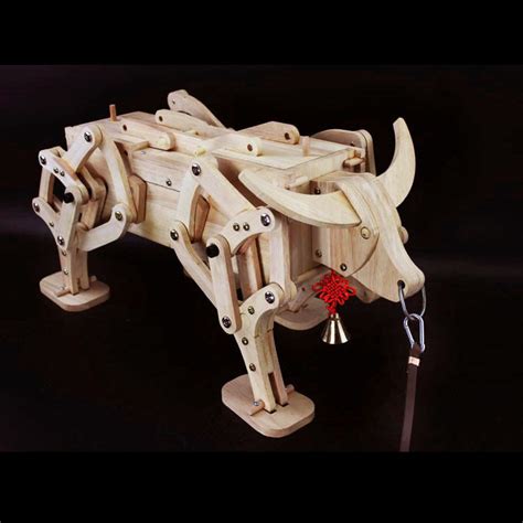 Handmade Three Kingdom Walking Wooden Ox Model Kit Leones Marvelous Items