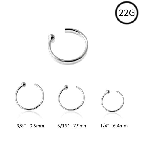 Open Nose Ring Hoop 925 Sterling Silver Choose Your Size 22G