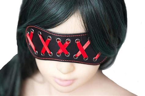 leather blindfold laced ribbon eye mask fetish bdsm bondage mask patch se x to ys couple women