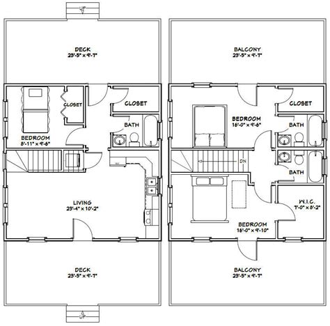 24x24 House 3 Bedroom 3 Bath 1660 Sq Ft Pdf Floor Plan Ebay