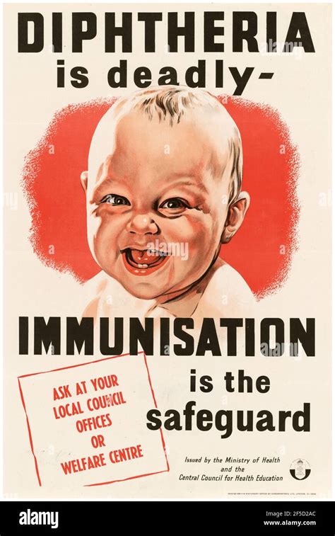 British Ww2 Child Health Poster Diphtheria Is Deadly Immunisation Is