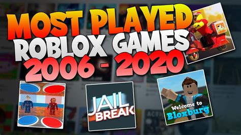 The Most Played Roblox Games 2006 2020 Roblox Games Youtube