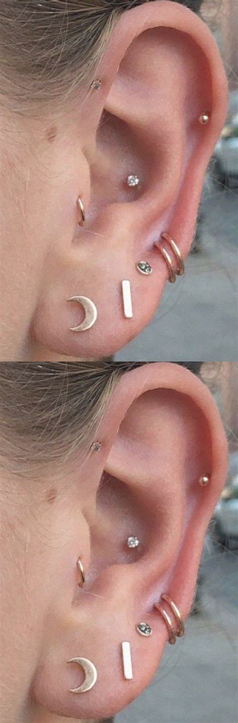 Simple And Pretty Multiple Ear Piercing Ideas At Mybodiart Com Moon
