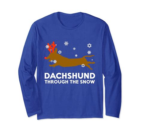 Dachshund Through The Snow Long Sleeve Christmas Dog Shirt Rose