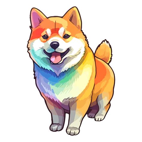 Colorful Shiba Inu Dog Shiba Inu Portrait Dog Sticker Clip Art Dog