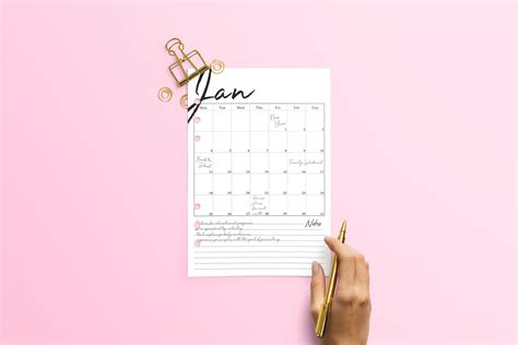 2021 Monthly Calendar Vertical 12 Months Planner Printable Etsy