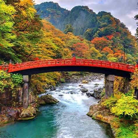 Images Japan Shinkyo Bridge Nikko Bridge Autumn Nature Mountain Park