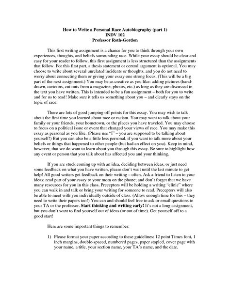 009 Write An Autobiographical Essay Step Version How To Autobiography