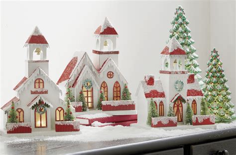 Raz Led Lighted Snow White House Or Church Christmas Village Houses