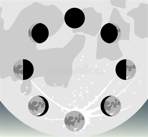 The Phases Of The Moon In A Circle Eps10 Vector Illustration Stock