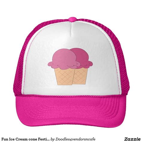 Fun Ice Cream Cone Festival Vendors Hat Hats Pink