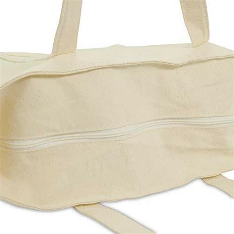 22 Heavy Duty Cotton Canvas Tote Bag Zippered Natural 313108948946