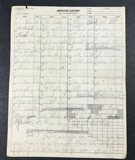American Airlines Passenger Seat Assignment Chart For Dc6 Air Coach 1952 E1 56 8 20 Picclick