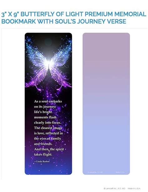 Check spelling or type a new query. Create laminated memorial bookmarks with Lamcraft's 3" x 9" Butterfly of Light Premium Memorial ...