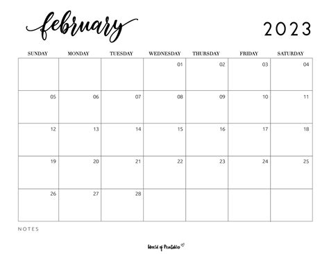 Free Printable February 2023 Calendars World Of Printables February