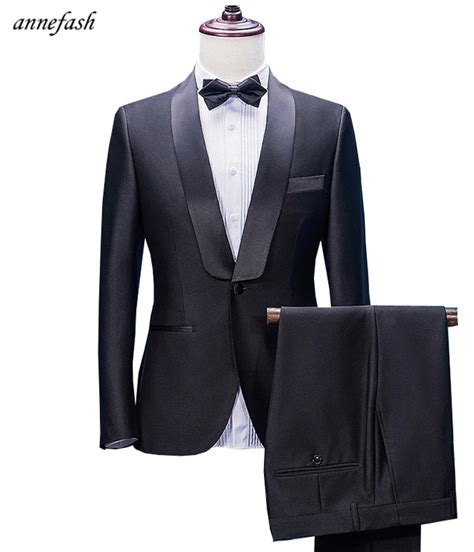 Custom Made Royal Black Mens Suit Piece New Arrivals Party Shawl