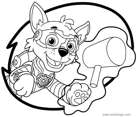 Paw Patrol Mighty Pups Rocky Coloring Pages