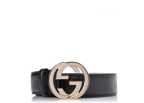 Gucci Interlocking G Belt Guccissima Black In Leather With Light Gold Tone