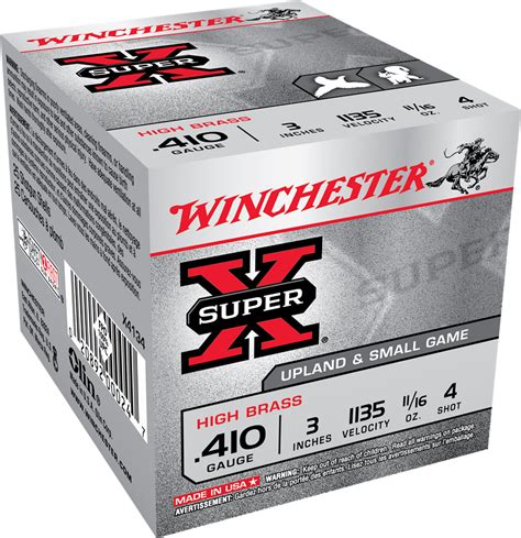 winchester x4134 super x shotshell 410 ga 3 in no 4 11 16oz max dr 1135 fps 25 rnd per box