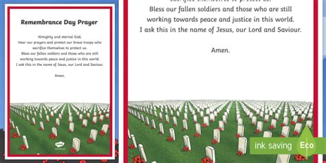 Remembrance Day Prayer A4 Display Poster Teacher Made