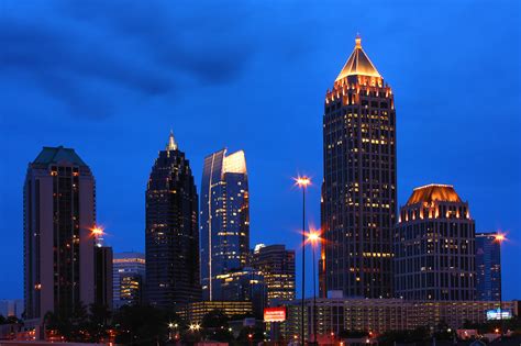Free Photo Atlanta Skyline At Night Atlanta Buildings Cities
