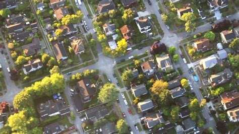 Overhead View Of Residental Neighborhood Area And Street Grid Stock