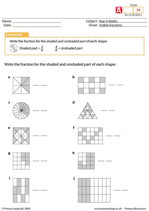 The Worksheet Shows How To Use Fraction Numbers For Fractions And