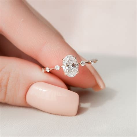 Minimalist Engagement Ring Oval Diamond Engagement Ring Beautiful