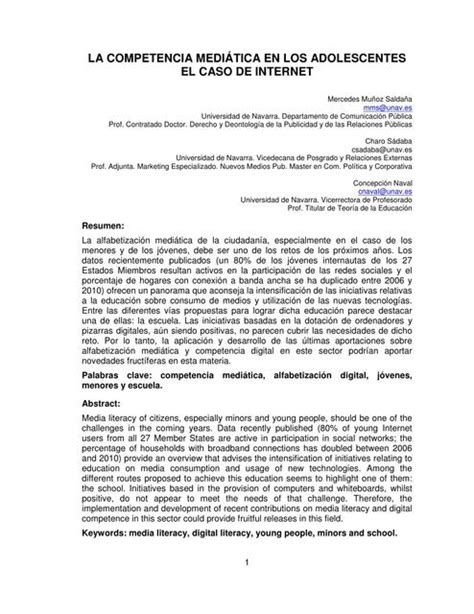 La competencia mediática en los adolescentes el caso internet