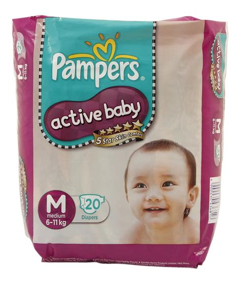 Buy Pampers Active Baby Medium 20 Diapers M 6 11 Kg 20pcs Online